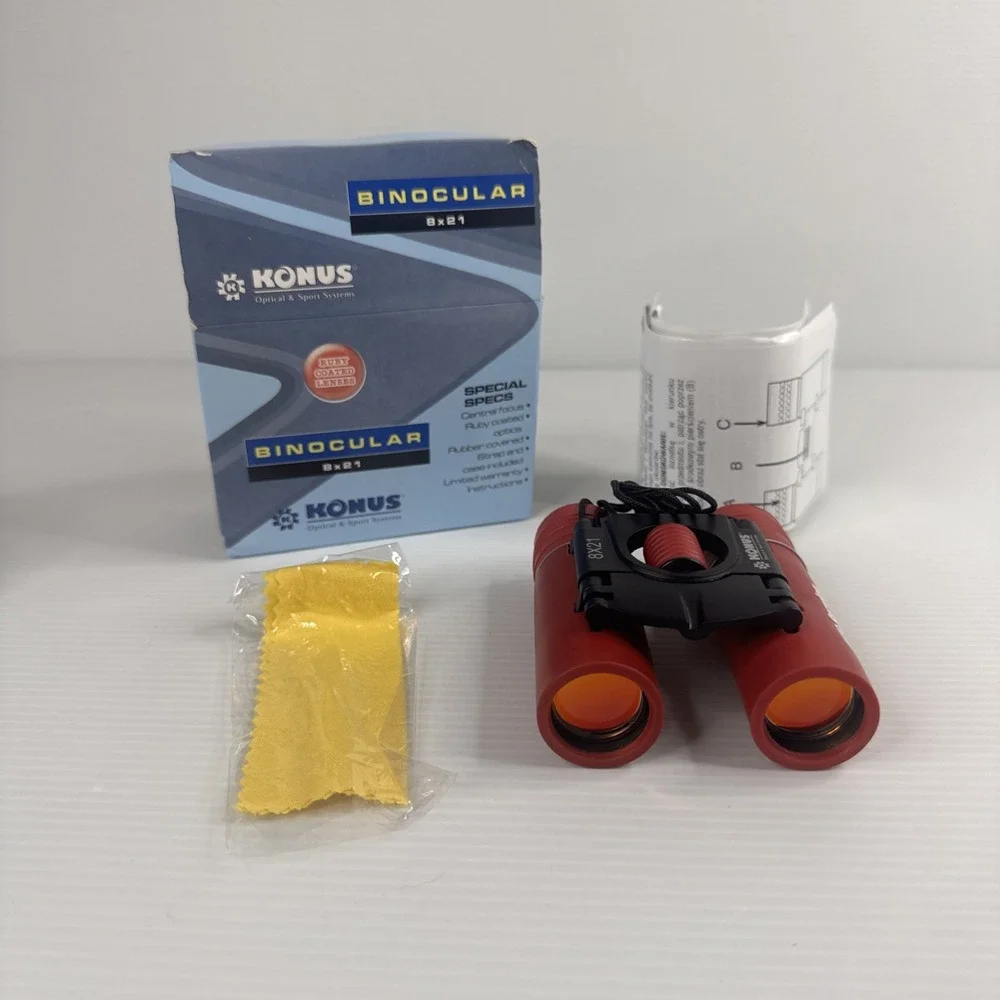 Konus Optical & Sport Systems Binocular 8x21 -COMPACT Service Central Racing RED